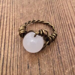 Rose Quartz Ladies Wire Wrap Artisan Ring,  Handmade Ladies Ring,  Size 8